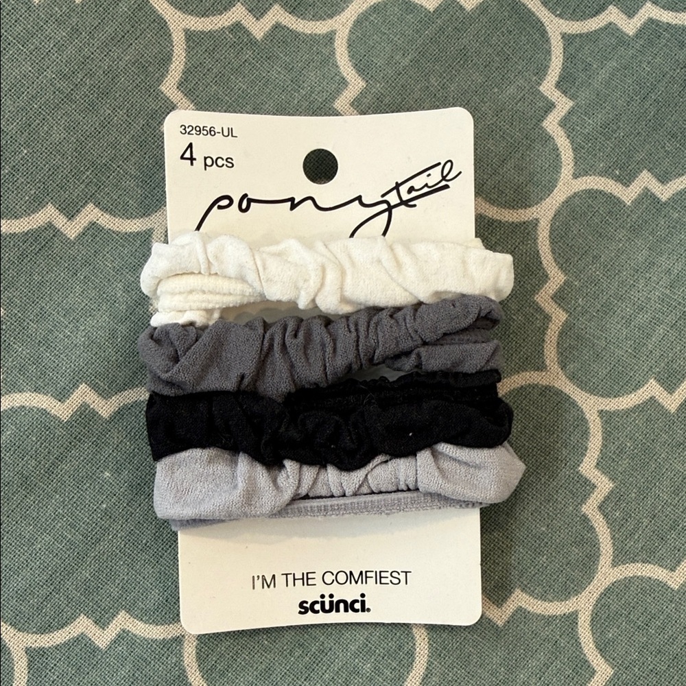 Scunci Black, Gray, and White Hair Ties - 4 Pack